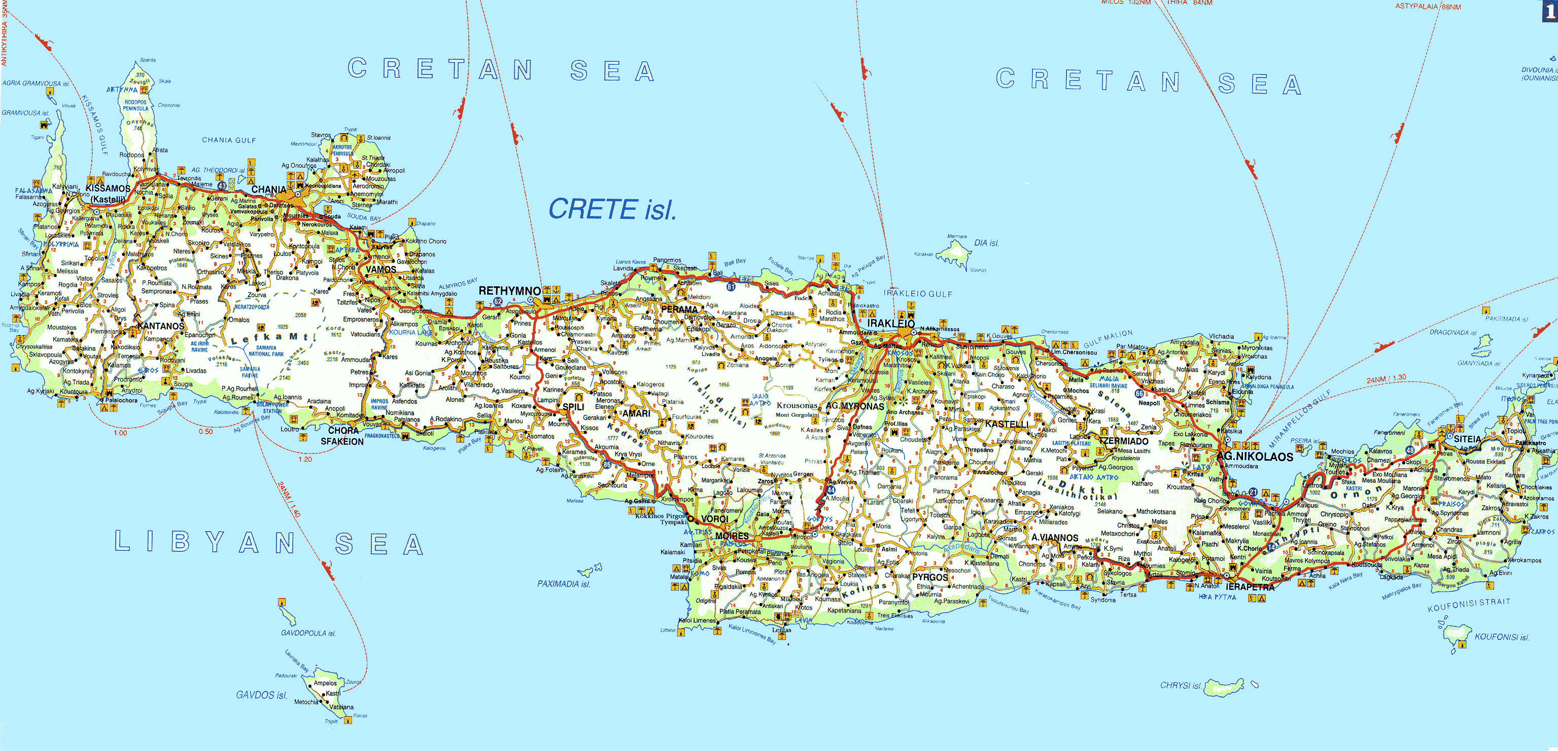 Map of the island of Crete