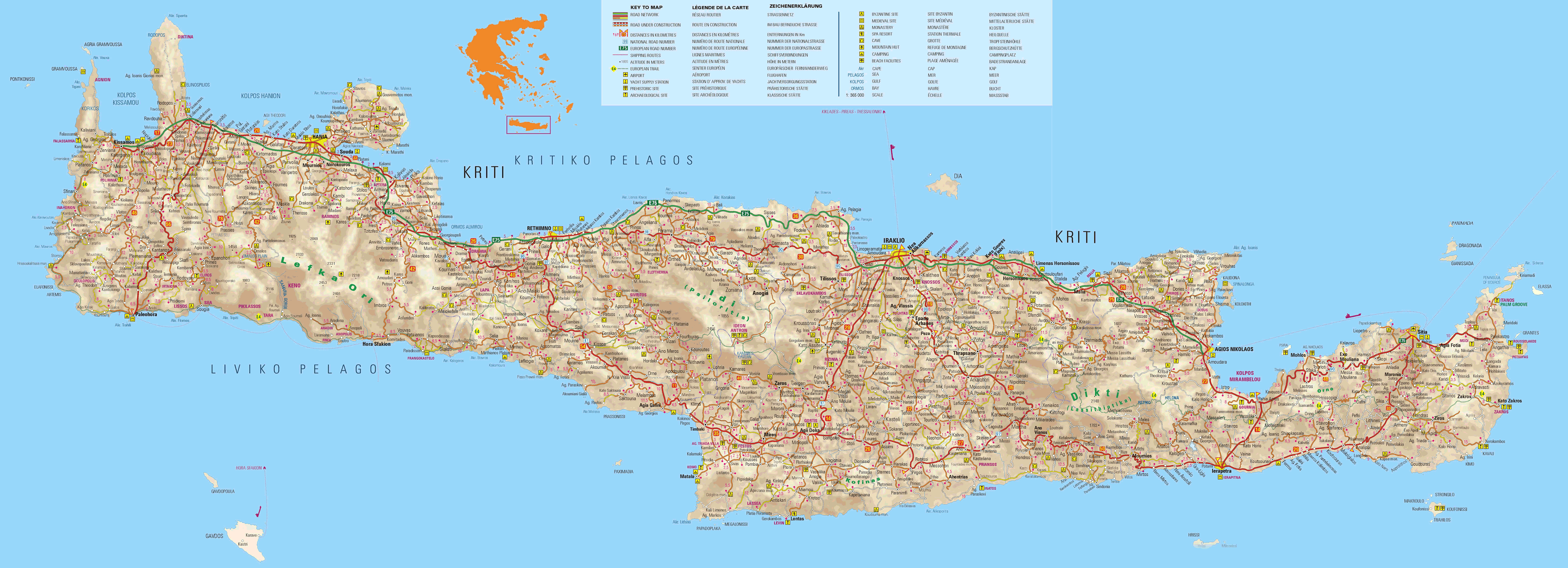 Topographical Map Of Crete Greece